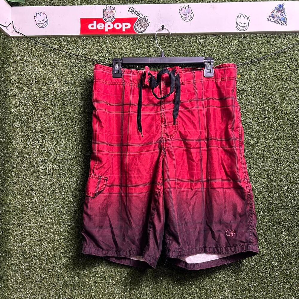 Ocean-pacific Men's Red and Burgundy Shorts